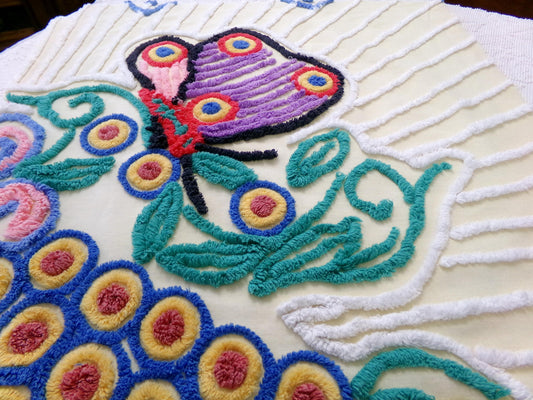 mystic butterfly vintage chenille fabric, heavenly 22" x 24" pc sewing material