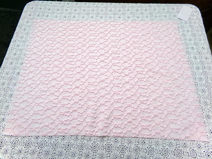 Pink Links Vintage Chenille Bedspread Fabric 18x24" Pc Textured Quilting Material