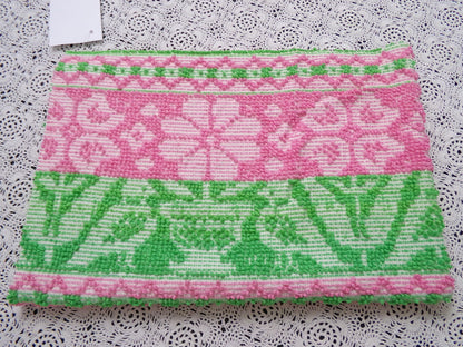 Vintage Hobnail Chenille Fabric Scandinavian Style Reversible Shadow Folk Art Design 17" x 23"