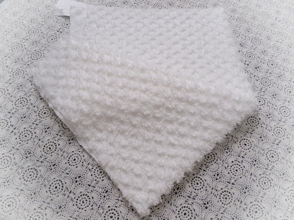 Soft White Vintage Chenille Fabric Diamond Lattice Geometric 18" x 24"