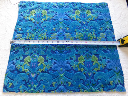 midnight blue vintage cut velvet fabric, cosmic Bates tapestry chenille, 20" x 22" inch piece, sewing material for boho bags