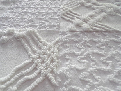 Chenille Quilt Squares Set, "Timeless White," from Vintage Bedspread Fabric, 16 Blocks, 6" inch