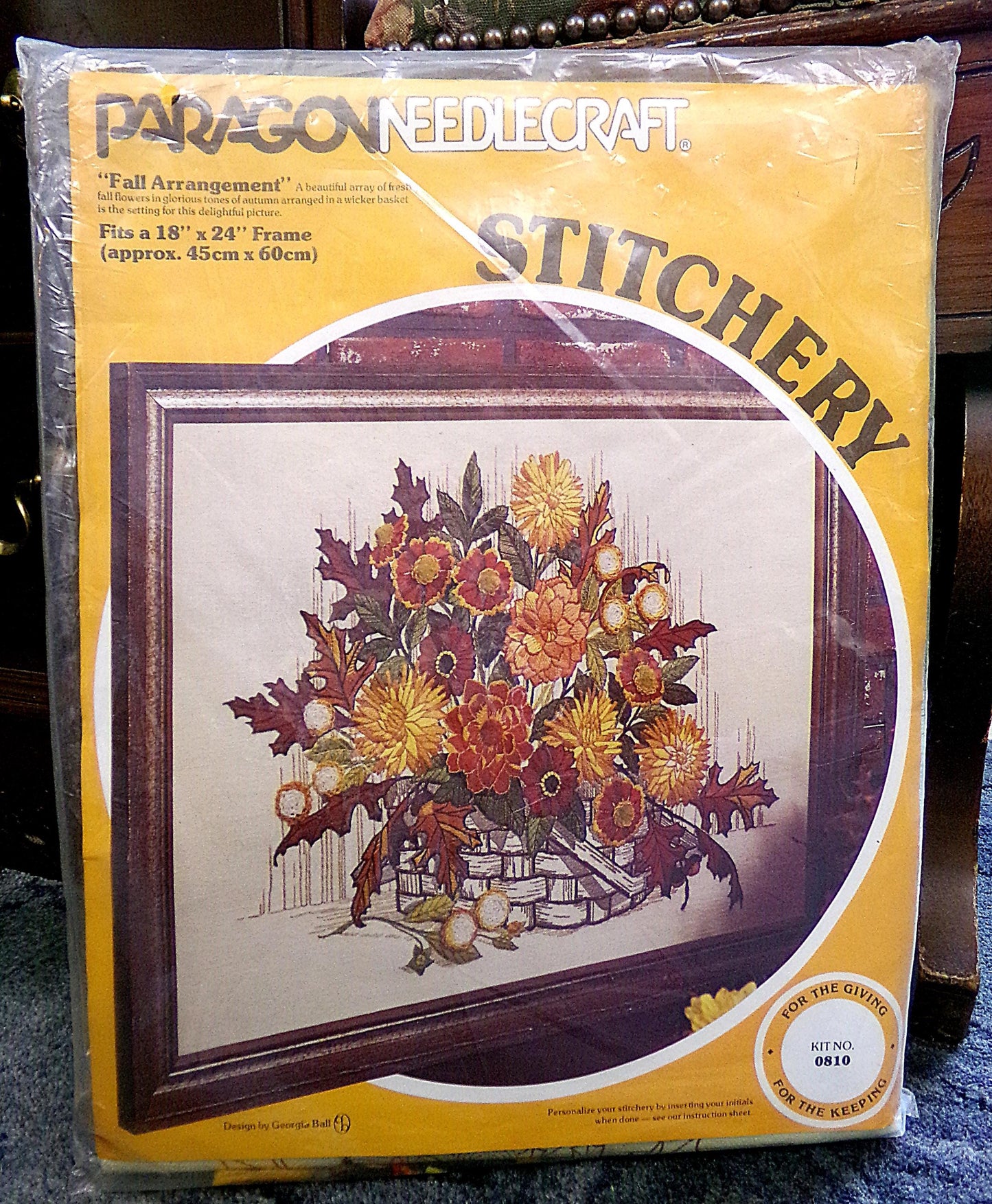 FALL ARRANGEMENT Vintage Crewel Embroidery Kit, Paragon 0810 Boho Floral Stitchery