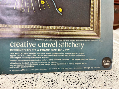BREATHLESS Vintage Crewel Stitchery Kit, Boho Black Floral Paragon 0443 Embroidery
