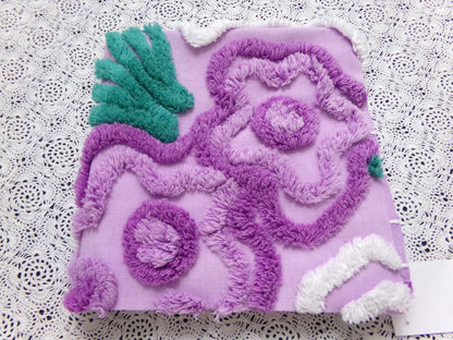 Lilac Vintage Chenille Fabric 17 x 18" Floral Swirl Piece for pillows, crafts