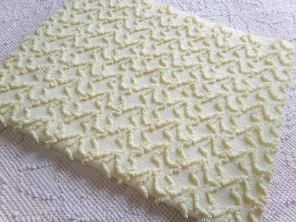Vintage Yellow Squiggle Chenille Fabric, Gentle Sunny Buttercup 18" x 24" Piece of Sewing & Quilt Material