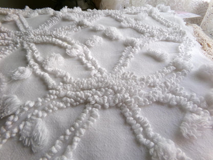 Classic White Vintage Chenille Fabric, Wedding Ring Pops Sewing & Quilt Material 20" x 25