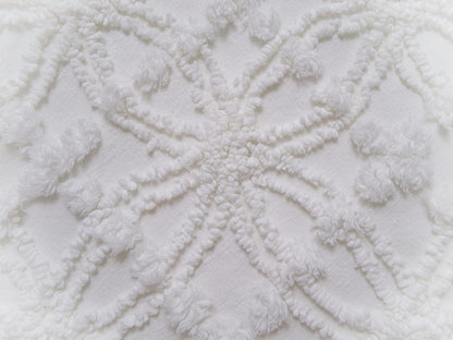 Vintage White Chenille Fabric Piece Spider Tuft Pops 18 x 24" Quilt Sewing Material