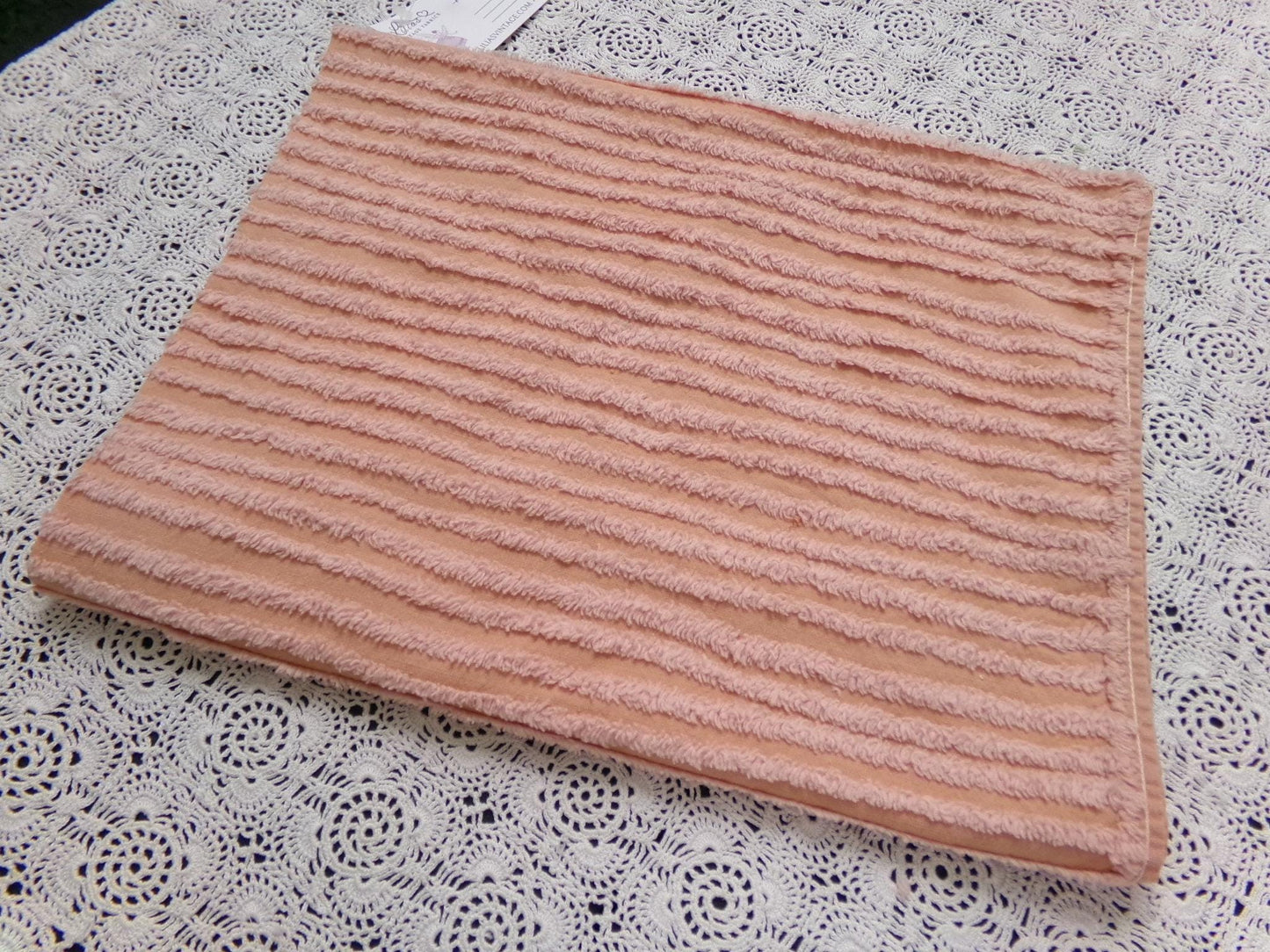 Vintage Striped Chenille Fabric, 13" x 42" Long Piece Quilt Material