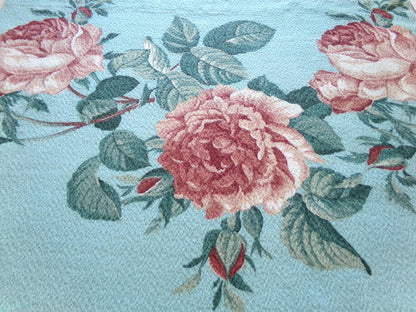 most beautiful vintage barkcloth fabric in realistic rose bloom print, 18" x 25" inch piece from a deconstructed curtain panel
