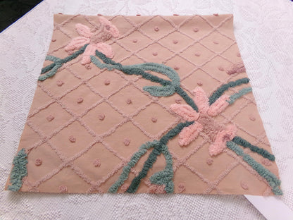 Darling Daffodils Vintage Chenille Fabric Antique Shabby Floral Sewing Material 17x31"