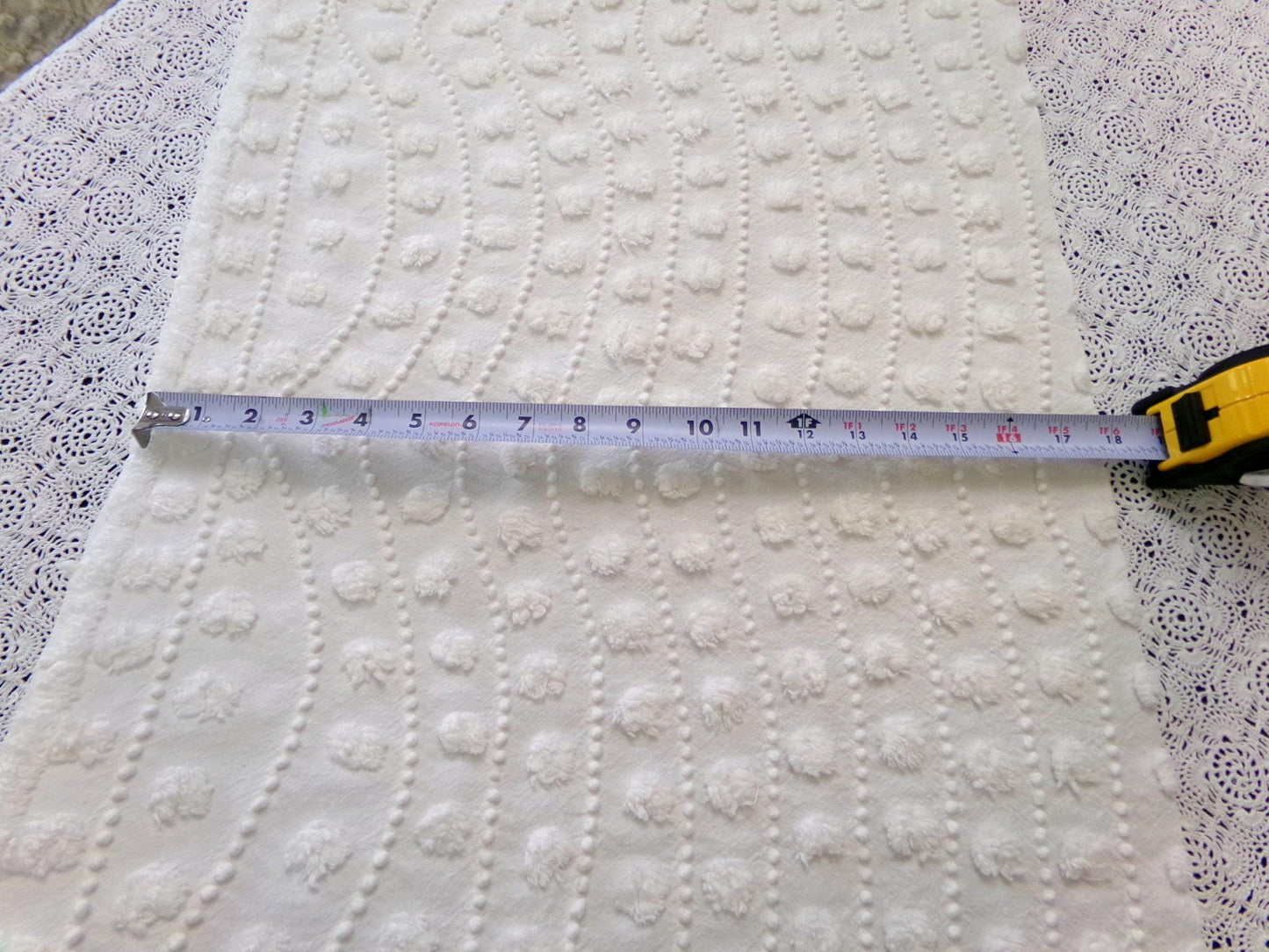 Creamy Pearl Pops Vintage Chenille Bedspread Fabric 17.5x27" Piece Quilt Material