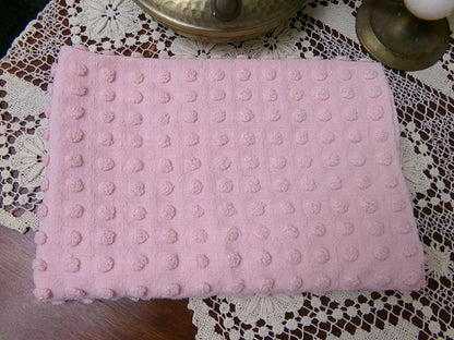 Nubby Pink Popcorns Vintage Chenille Bedspread Fabric, Textured Pop Dots 18" x 25" Piece