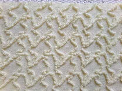 Vintage Yellow Squiggle Chenille Fabric, Gentle Sunny Buttercup 18" x 24" Piece of Sewing & Quilt Material