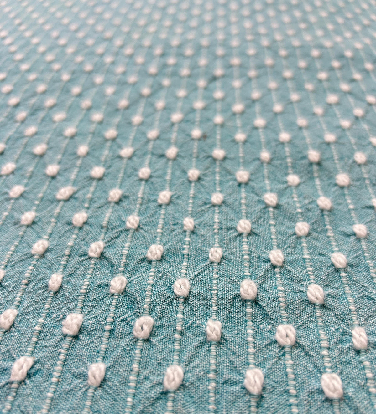 Raindrop Vintage Woven Chenille Fabric 19x23", Bates Nubby Pinstripe Quilt Material