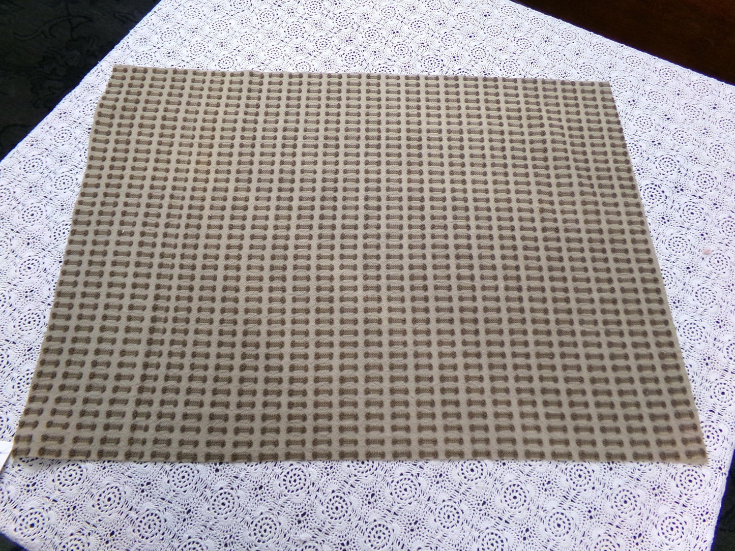 Boho Brown Barbells Vintage Chenille Bedspread Fabric 18" x 24"