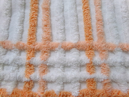 Peach & White Striped Vintage Chenille Fabric, versatile sewing craft quilt material, 18" x 25" piece