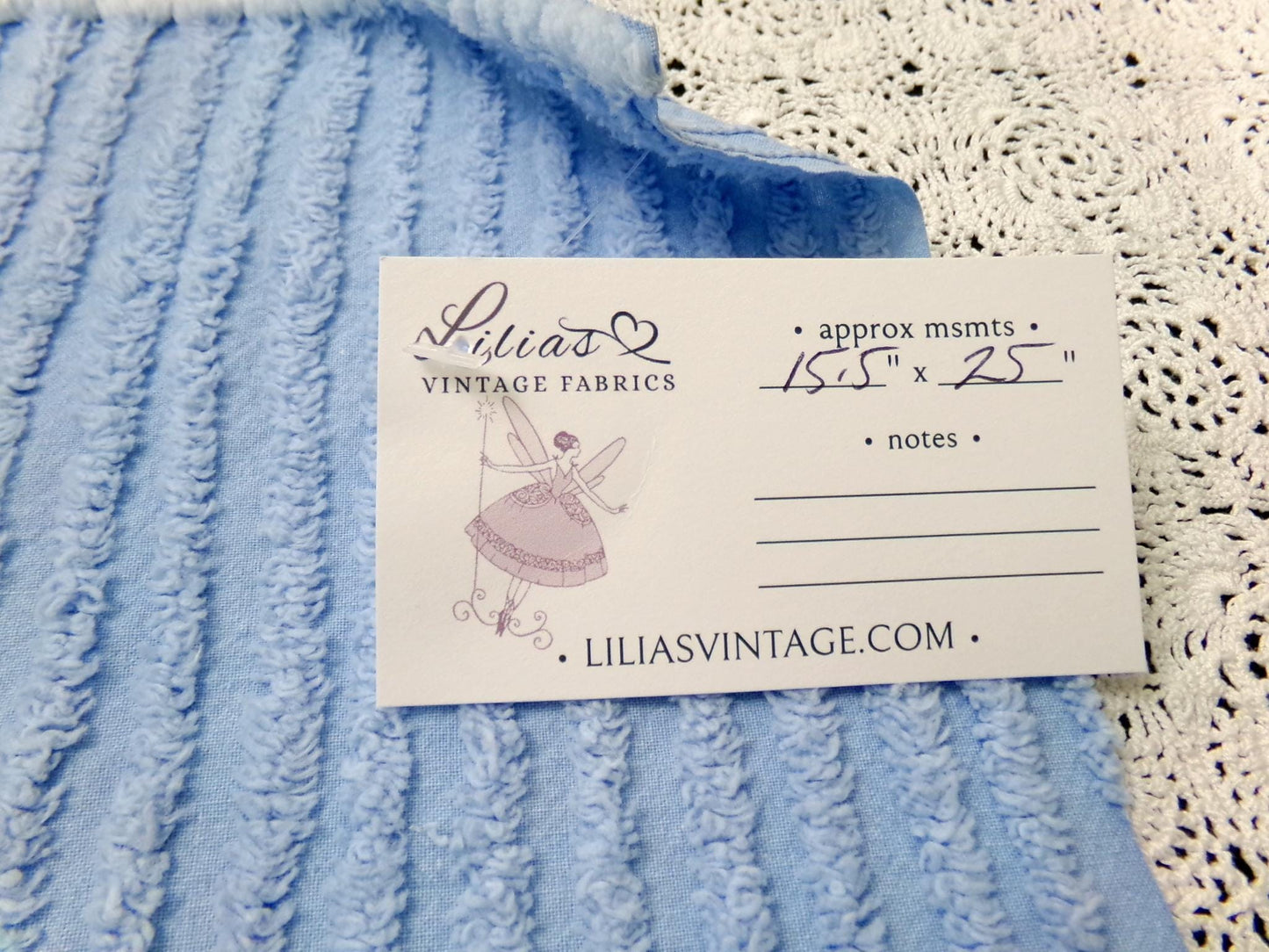 Vintage Chenille Fabric, Simple Blue Stripes, 15.5x25" Piece
