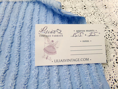 Vintage Chenille Fabric, Simple Blue Stripes, 15.5x25" Piece