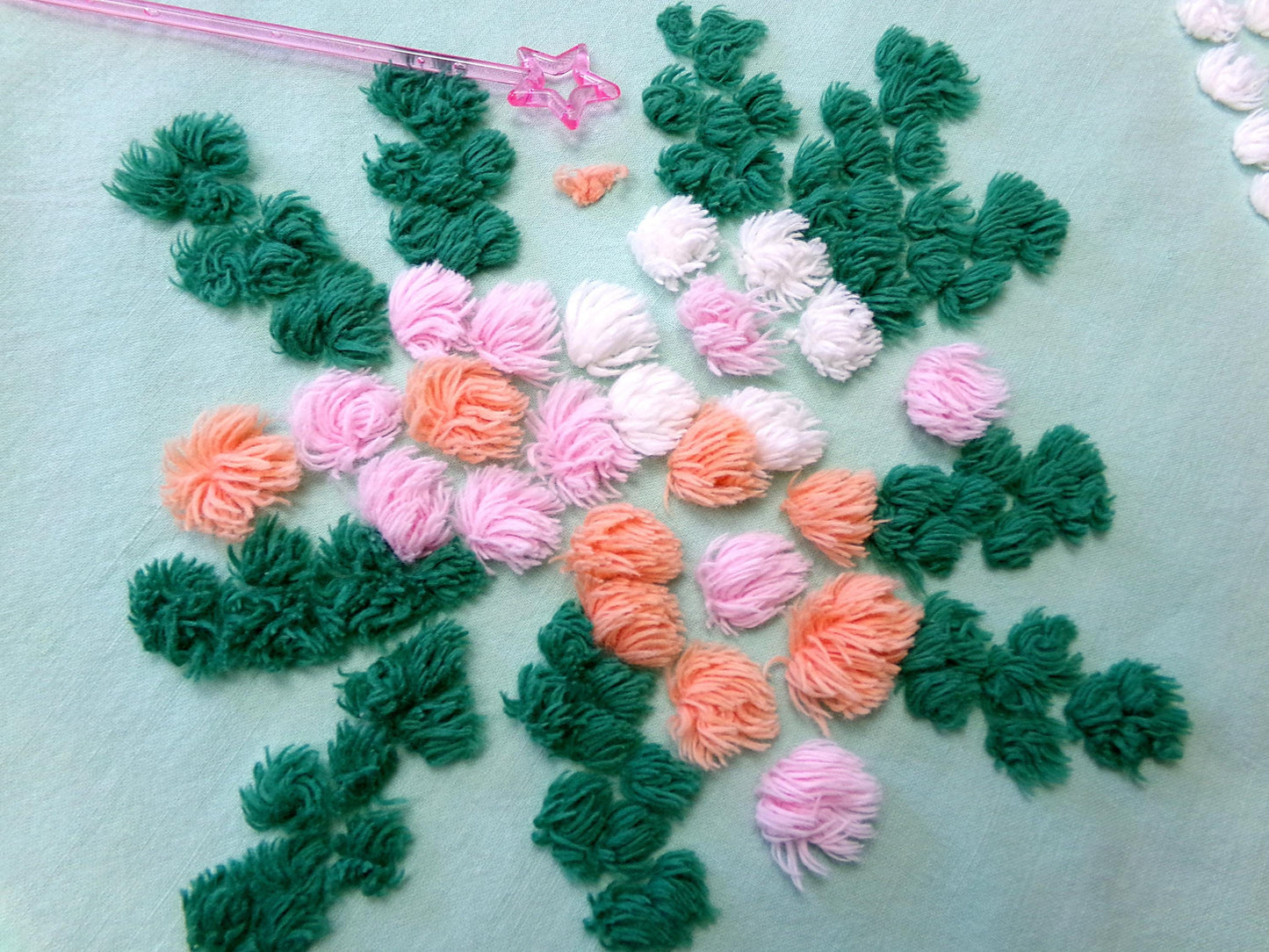 whimsy wildflower dot vintage chenille fabric: 15" x 26" jade green piece for pillows, quilts