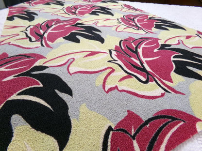 Vintage Barkcloth Fabric Panel MONSTERA Tropical Leaf Mid Century Modern 19" x 29"