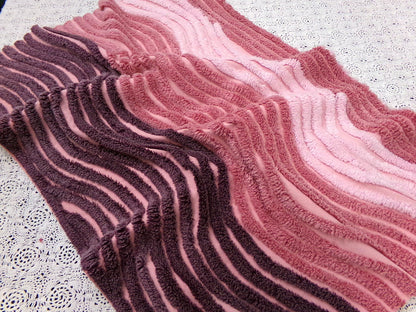 Triple Ripple Vintage Pink Chenille Bedspread Fabric Frosted Tufts 18x24" Quilt Piece