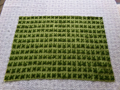 Hippie Chic Vintage Green Rosebud Chenille Fabric, Boho Rose Design
