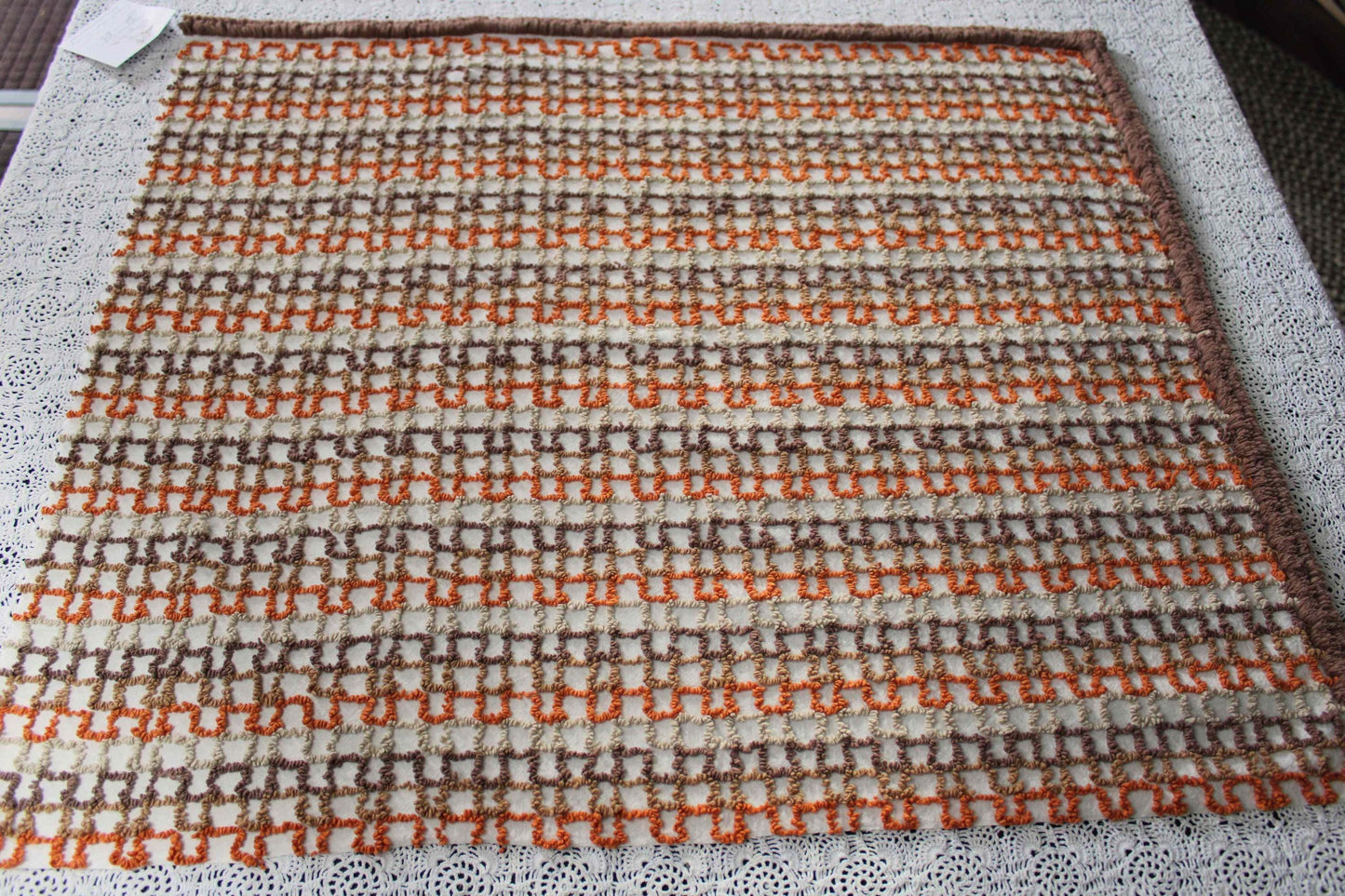 best boho colors vintage chenille fabric, fun pattern for small totes & bags, 20" x 24" inch piece, orange, mocha, chocolate, sand colors