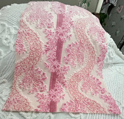 Luxury Pink Vintage Cut Velvet Fabric, Bates Tapestry Chenille, 16x24" Piece