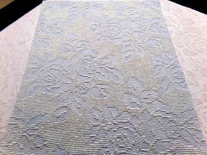 vintage hobnail rose fabric, blue & white woven chenille floral dot design, 19" x 24" piece