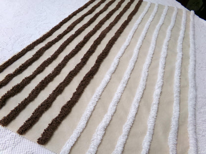 split road vintage chenille fabric, tufted contrast design, 17" x 27" unique piece of quilt material