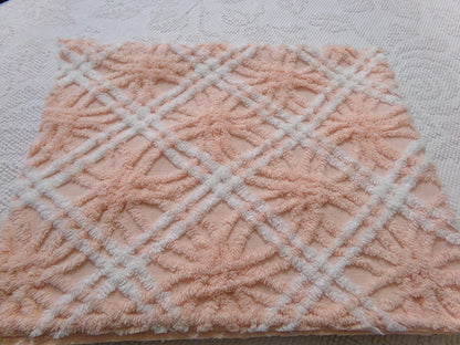 creamsicle peach vintage chenille fabric, textured 18" x 24" quilt material