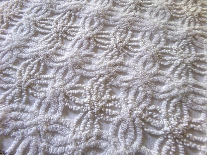 Vintage Chenille Fabric Material, 14.5" x 23" inch Piece, Elaborate Needletufting in Wedding Ring Pattern