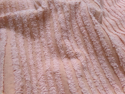 Vintage Striped Chenille Fabric, 13" x 42" Long Piece Quilt Material