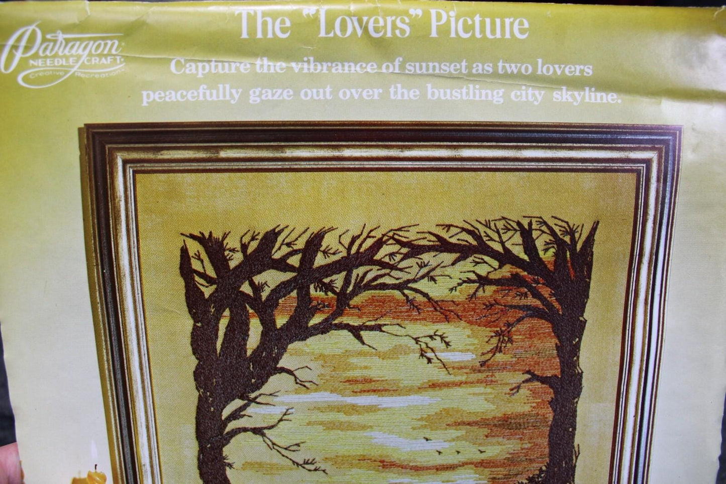 Vintage THE LOVERS Crewel Embroidery Kit Hippie Romance Paragon Stitchery 0319
