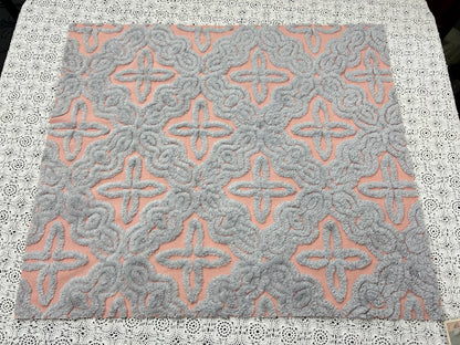 Starry Blue Pink Vintage Chenille Fabric, Plush Celestial Design 20x24" Pc