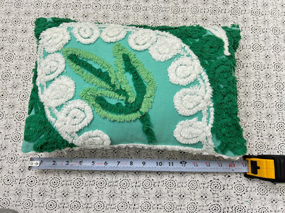 Botanical Green Vintage Chenille PIllow Cover, Rectangle 12x16" Design