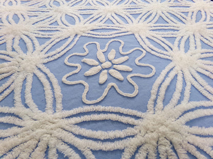vintage chenille bedspread shabby beach cottage blue & white full size bedding