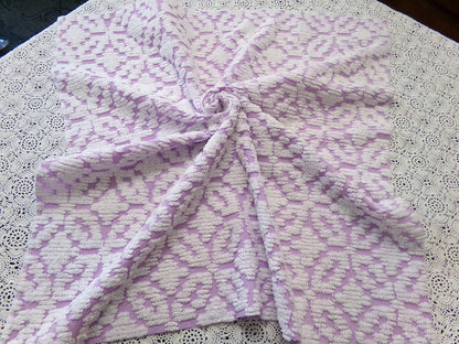 White Lilac Petals Vintage Chenille Bedspread Fabric 20x24"