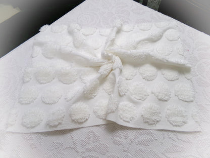 Marshmallow Puffs White Chenille Fabric Vintage Style Giant Dots 18x24"
