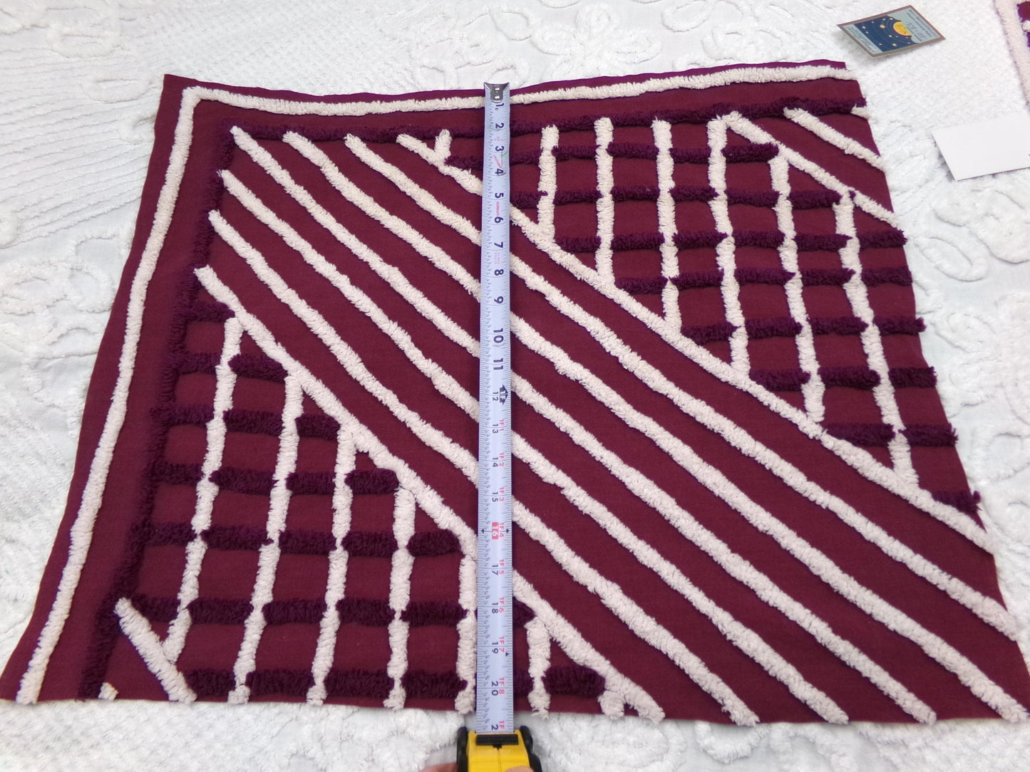 Dramatic Vintage Chenille Fabric, split road design, sewing craft quilt material 20" x 24" piece