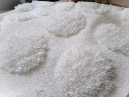 Marshmallow Puffs White Chenille Fabric Vintage Style Giant Dots 18x24"