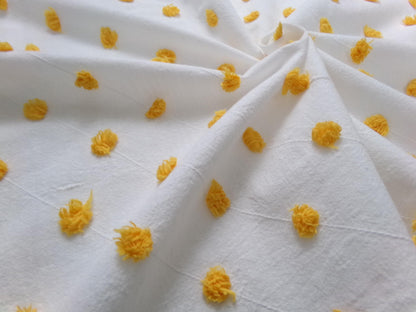 Little Golden Dots Vintage Chenille Fabric, tufted pops lightweight sewing craft quilt material, 18" x 24" piece