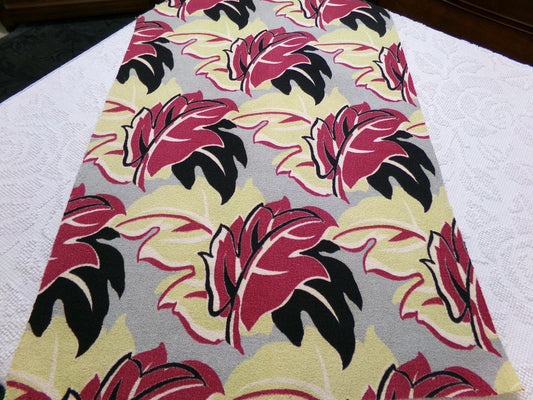 Vintage Barkcloth Fabric Panel MONSTERA Tropical Leaf Mid Century Modern 19" x 29"