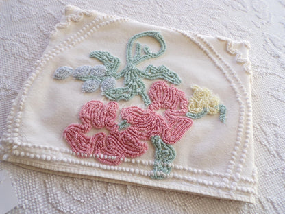 Angelic Lily Vintage Chenille Quilt Fabric Piece, 18" x 25" inches, Pretty in Pillows