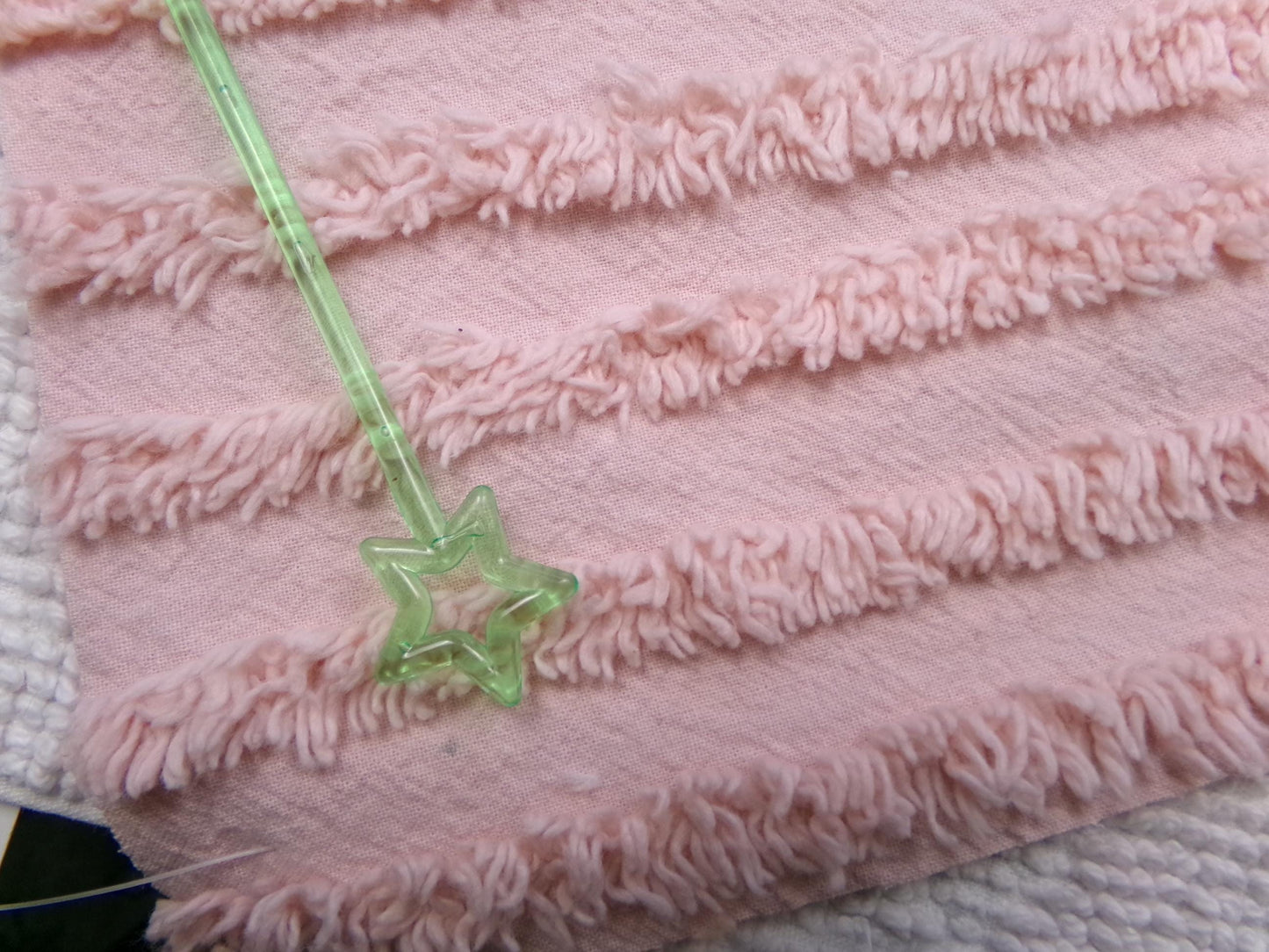 Vintage Chenille Bedspread Fabric, Pink Tufted Climbing Florals, 20" x 26" piece