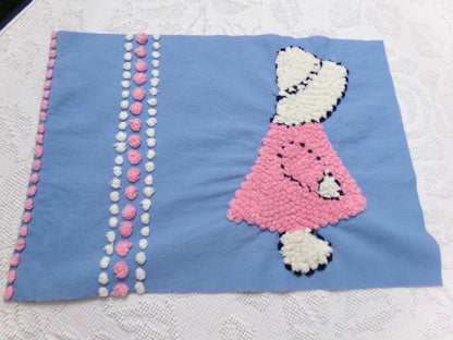 lone little girl vintage chenille bedspread fabric, quilt sewing material, 12" x 17.5"
