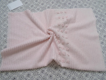 Pastel Pink Vintage Chenille Fabric Simple Dot Stripes Sewing Material 28" x 21"