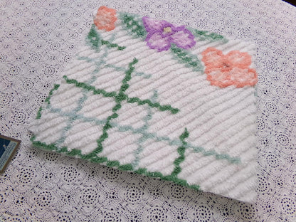 Avant Garde Floral Vintage Chenille Fabric, Geometric 23x26" Piece