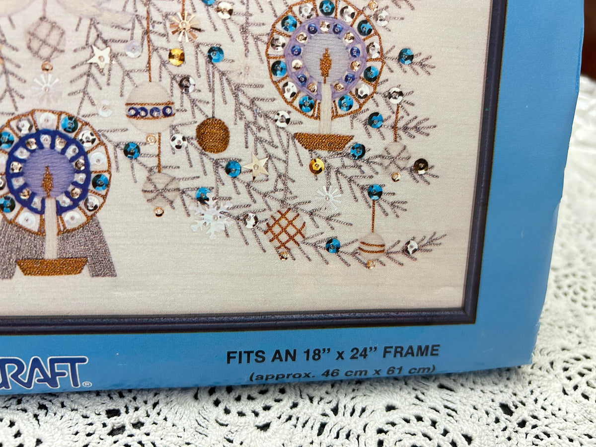 TREE of PEACE Vintage Crewel Embroidery Kit Paragon 6730 Christmas Wall Art June McClean